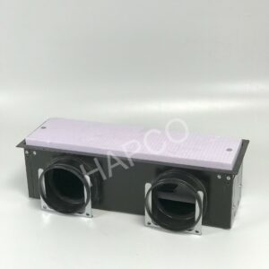 Boitier CLD-P 2x90 raccordement latéral côté long avec colliers de serrage.