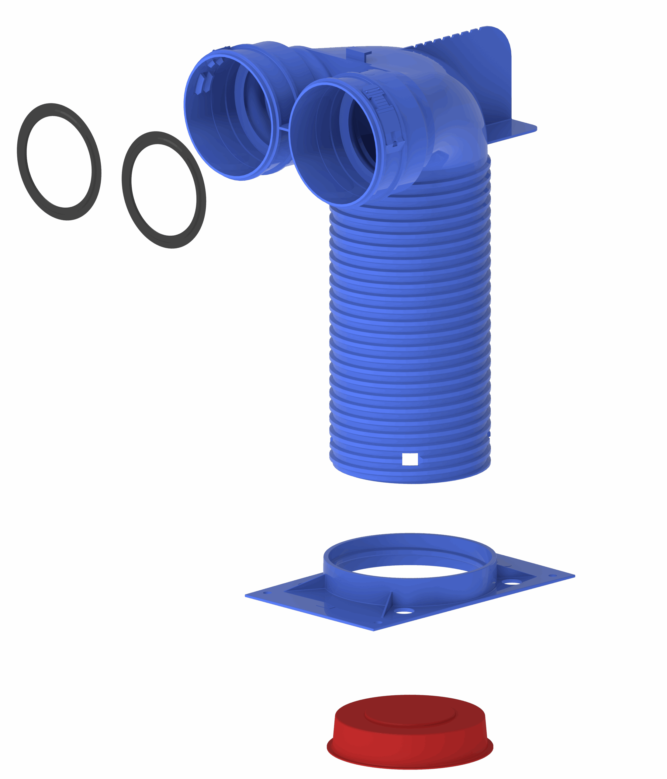 Plenum terminal coudé plastique 2xø92 / 1xø125