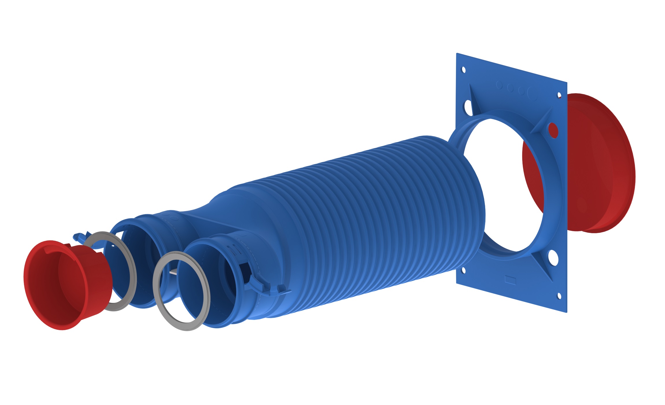 Plenum terminal droit plastiqe 2xø75 / ø125